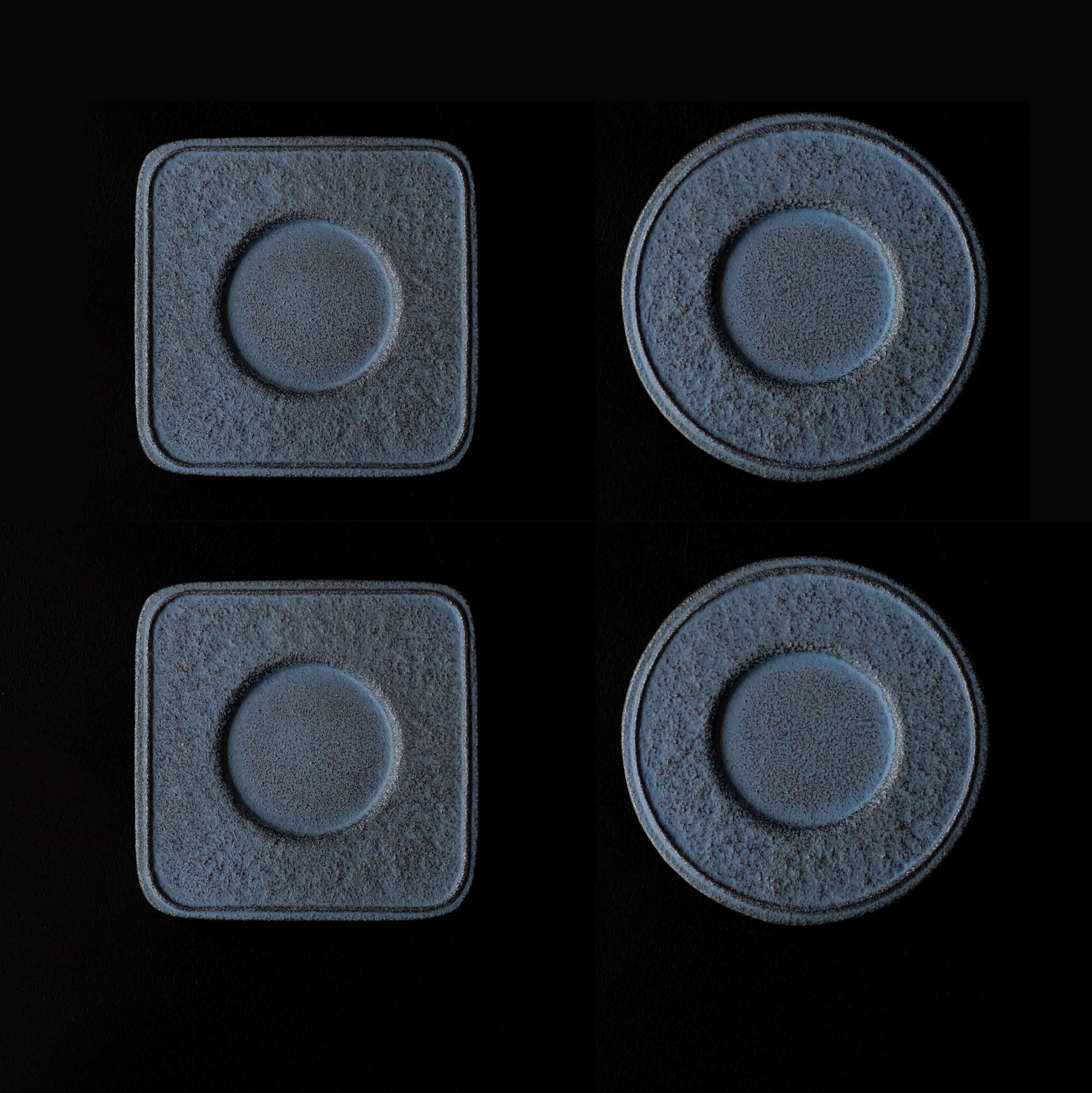 空間鋳造 茶托 Set 4pcs Ice Blue(紙箱仕様)