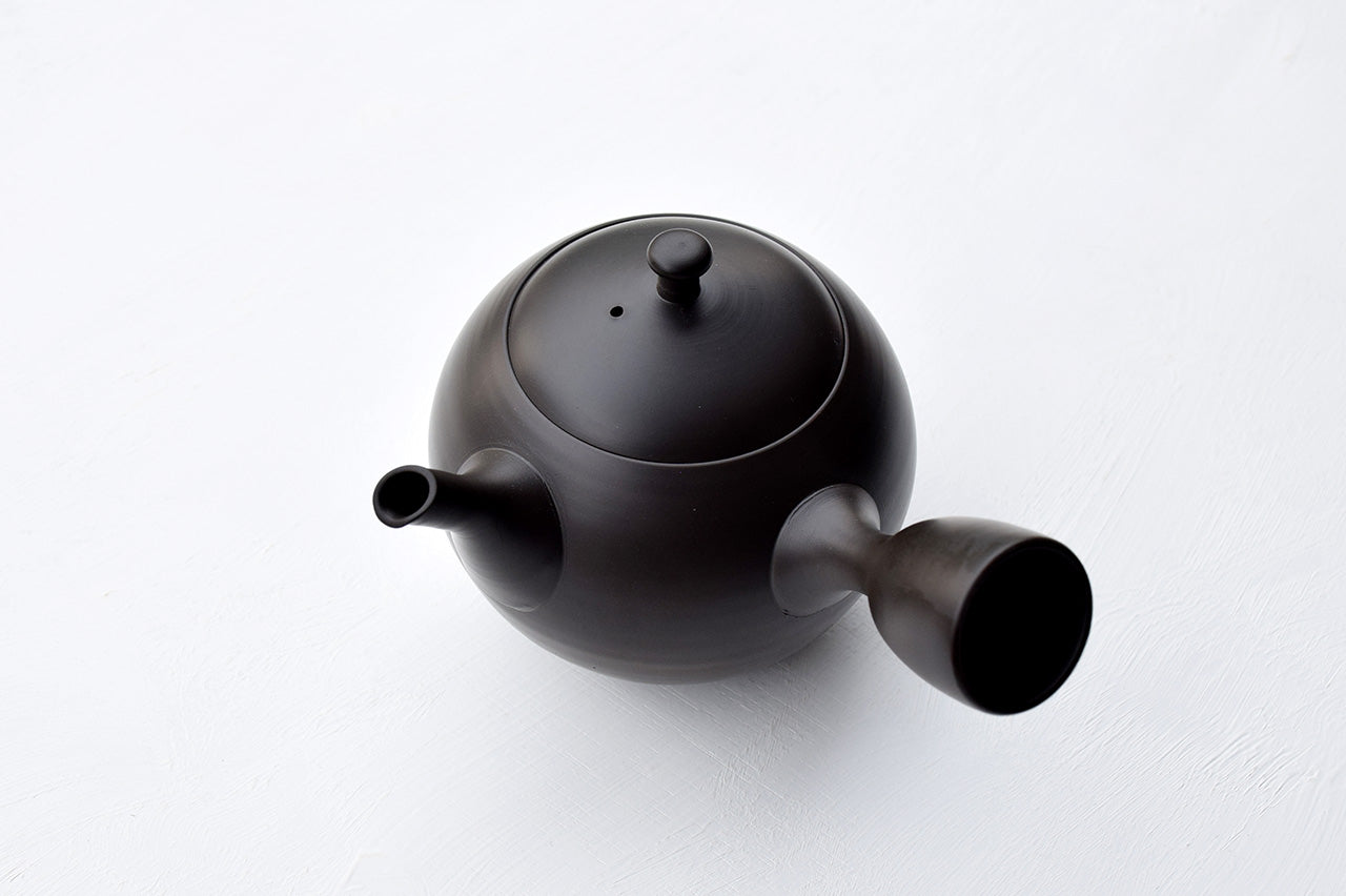 Hokuryu Round Teapot "Shudei Tanka (Black)"