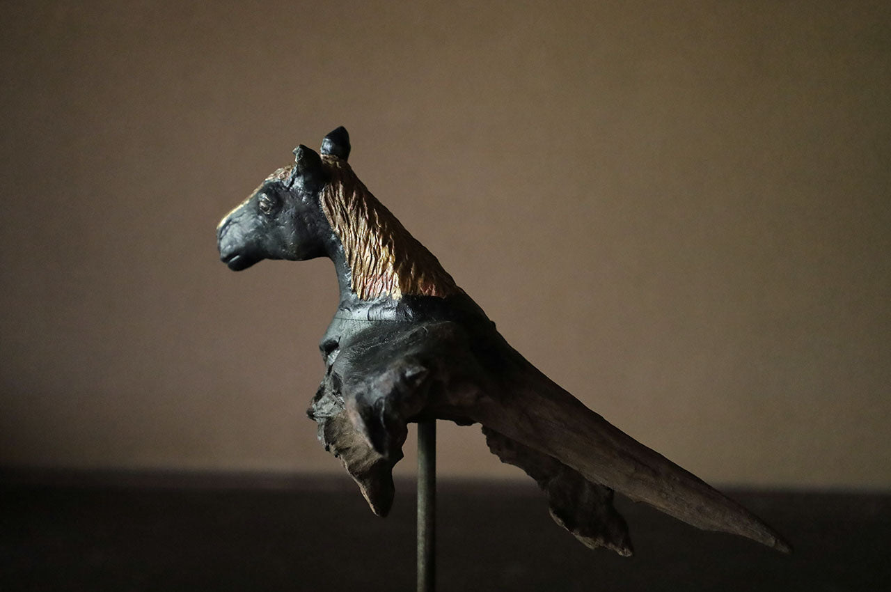 Norihisa Mizuta Brass and Driftwood Horse H