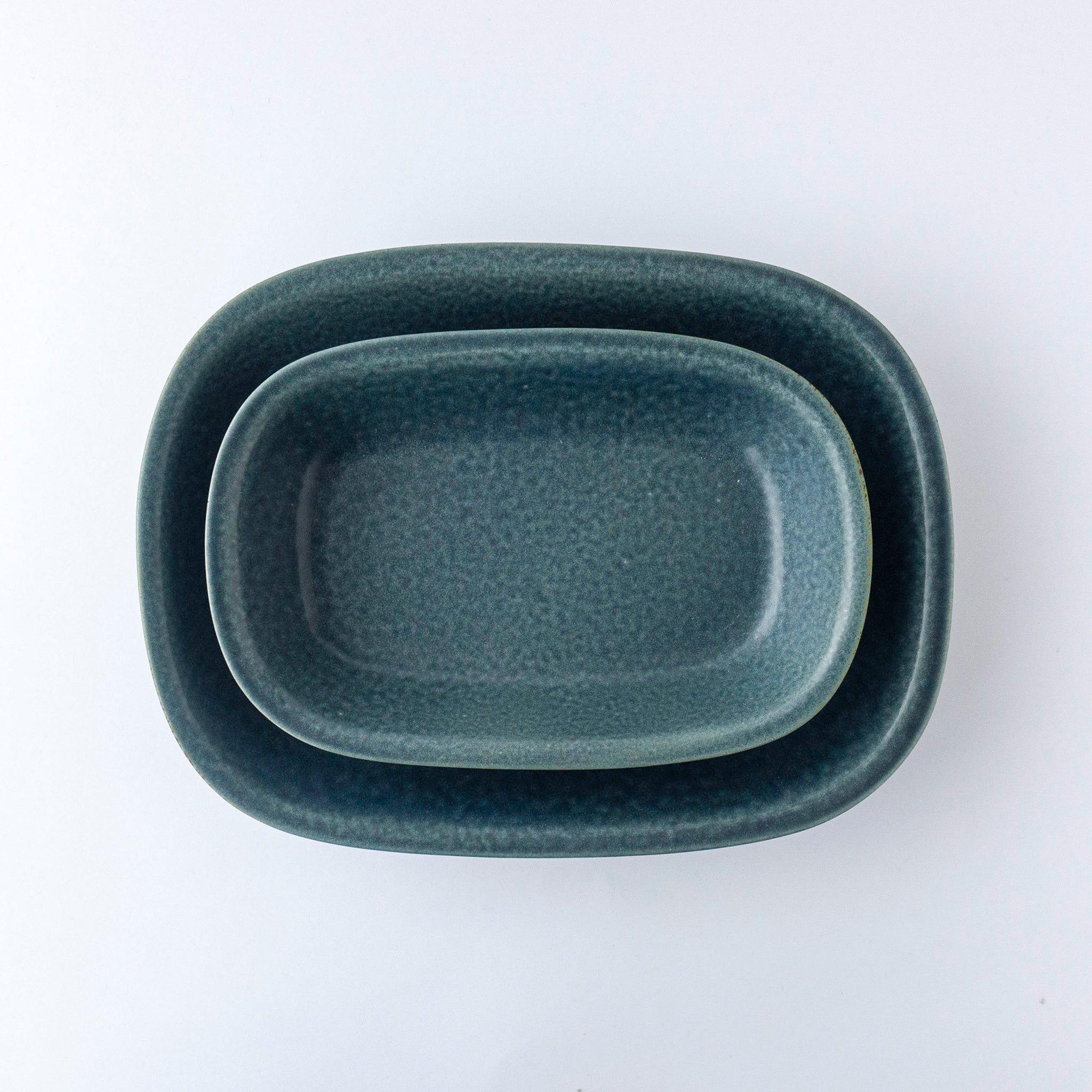YM Oval Gratin Plate L OV300 "Kosui" (Lake Blue)