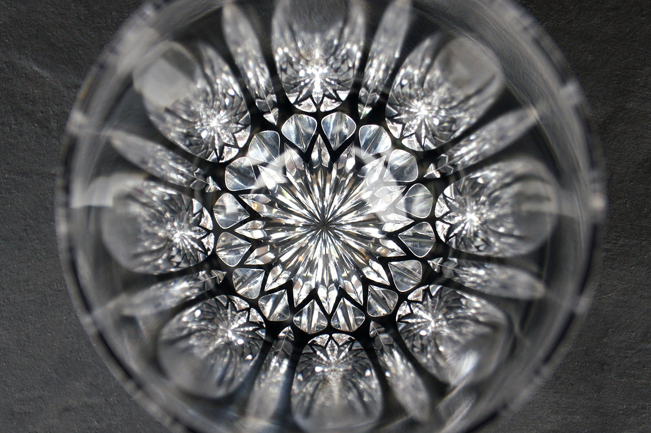 Black kaleidoscope pattern Rock glass